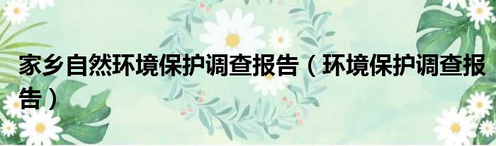 家乡自然环境保护调查报告_环境保护调查报告说明