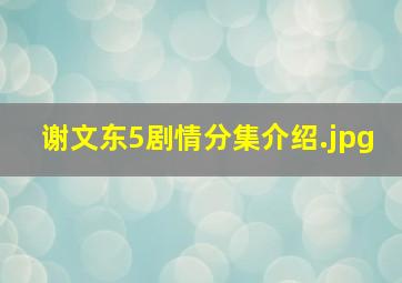 谢文东5剧情分集介绍（谢文东电视剧全集一共多少集）