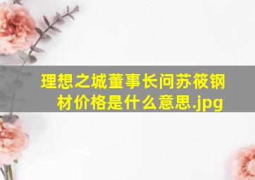 理想之城董事长问苏筱钢材价格是什么意思（《理想之城》赵显坤问苏筱宝钢是什么意思？）