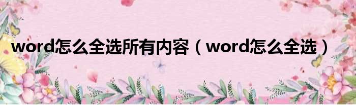 word怎么全选所有内容_word怎么全选解析