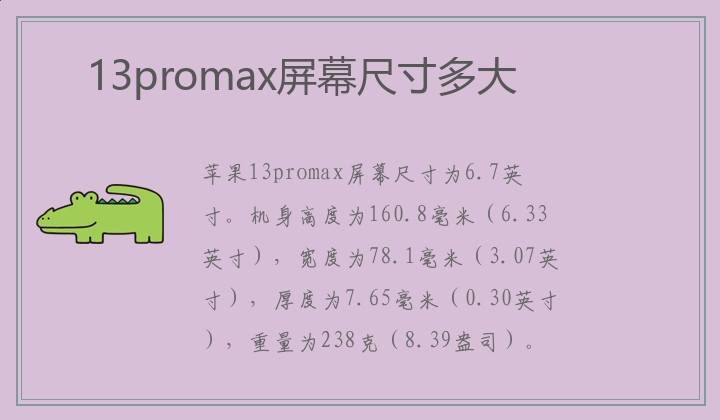 13promax屏幕尺寸多大