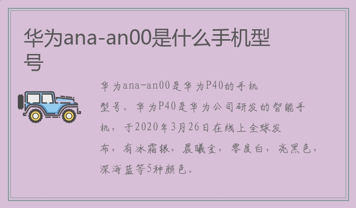 华为ana-an00是什么手机型号