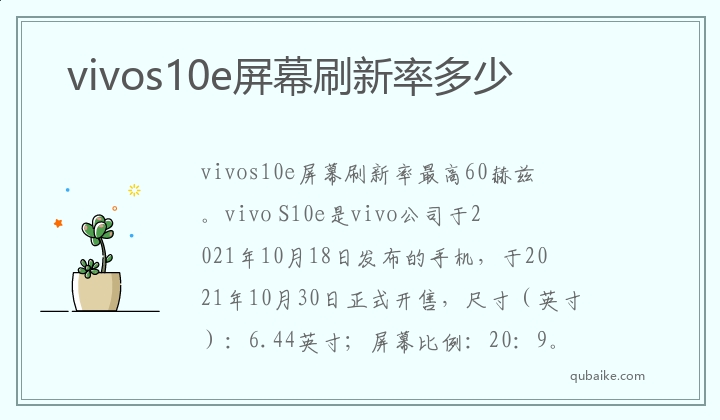 vivos10e屏幕刷新率多少