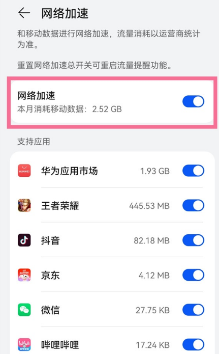 华为pockets网络加速在哪关