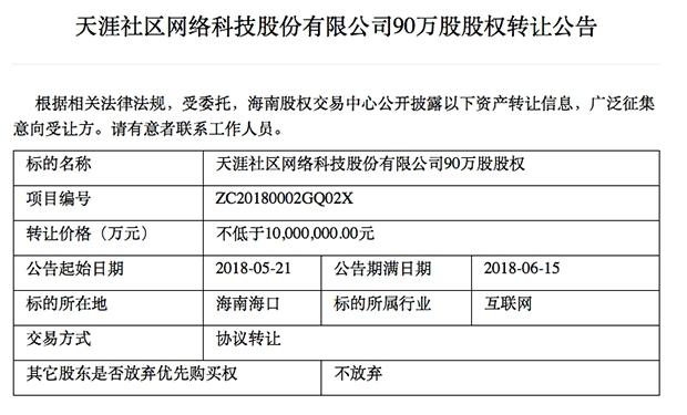 天涯的没落：股权转让，青春没了