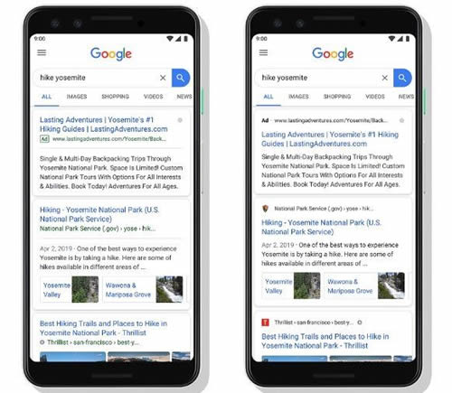 Google自然搜索结果页面有新变化