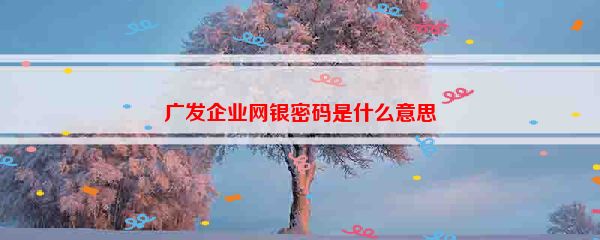 广发企业网银密码是什么意思