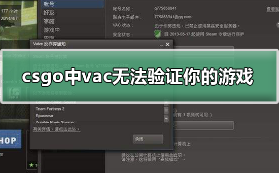 csgo中出现vac无法验证你的游戏(csgo中出现请输入Cd key)