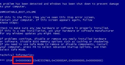 0x00000ed蓝屏开不了机解决方法