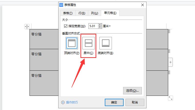 word表格上下居中