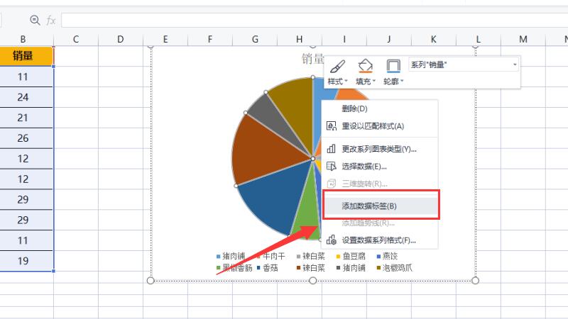 饼状图如何显示数据和百分比