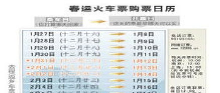 2024年春运火车票开售时间一览表 2024年春运购票日历